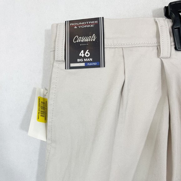 Roundtree & Yorke NEW Classic Fit Pleat Front Shorts Cotton Big Man - Size 46 - Picture 3 of 8